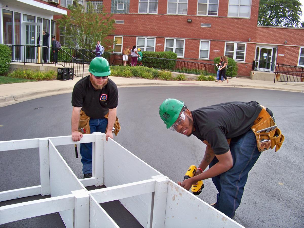 Job Corps volunteers working on site