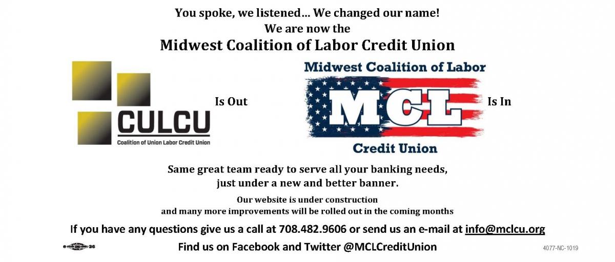 Midwest Coalition of Labor Credit Union name change info