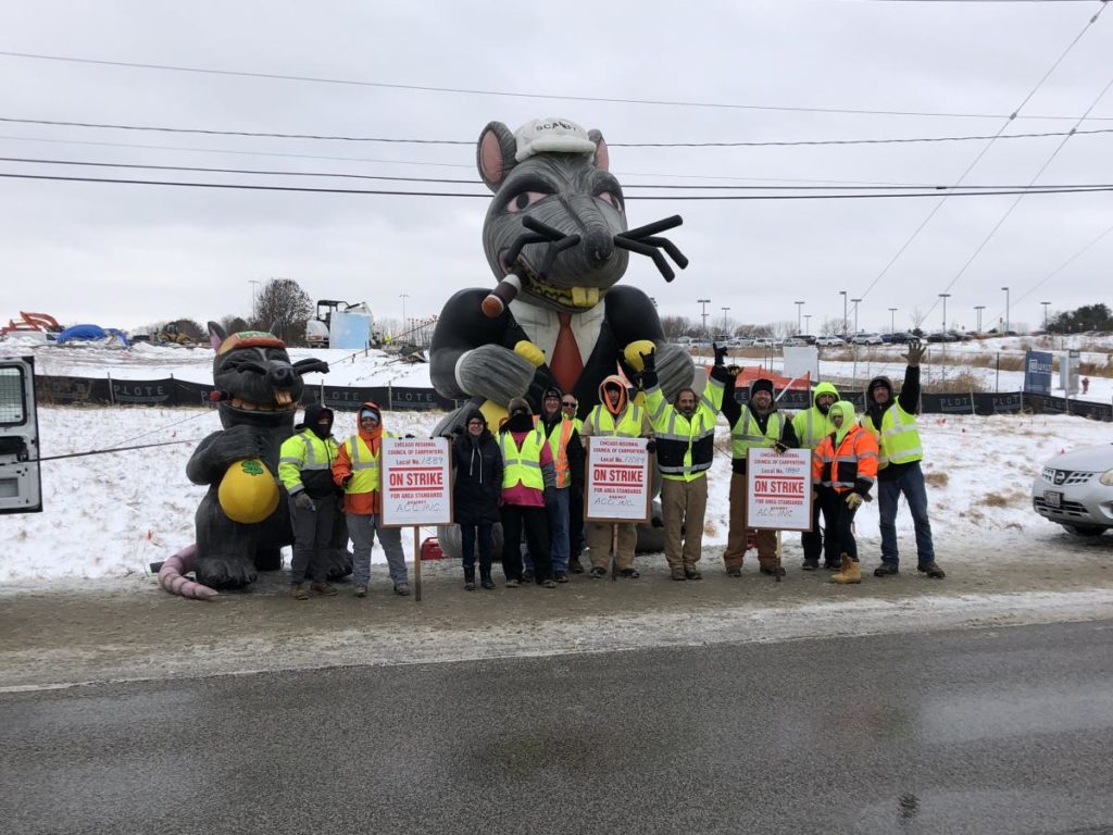 Group of carpenters in strike