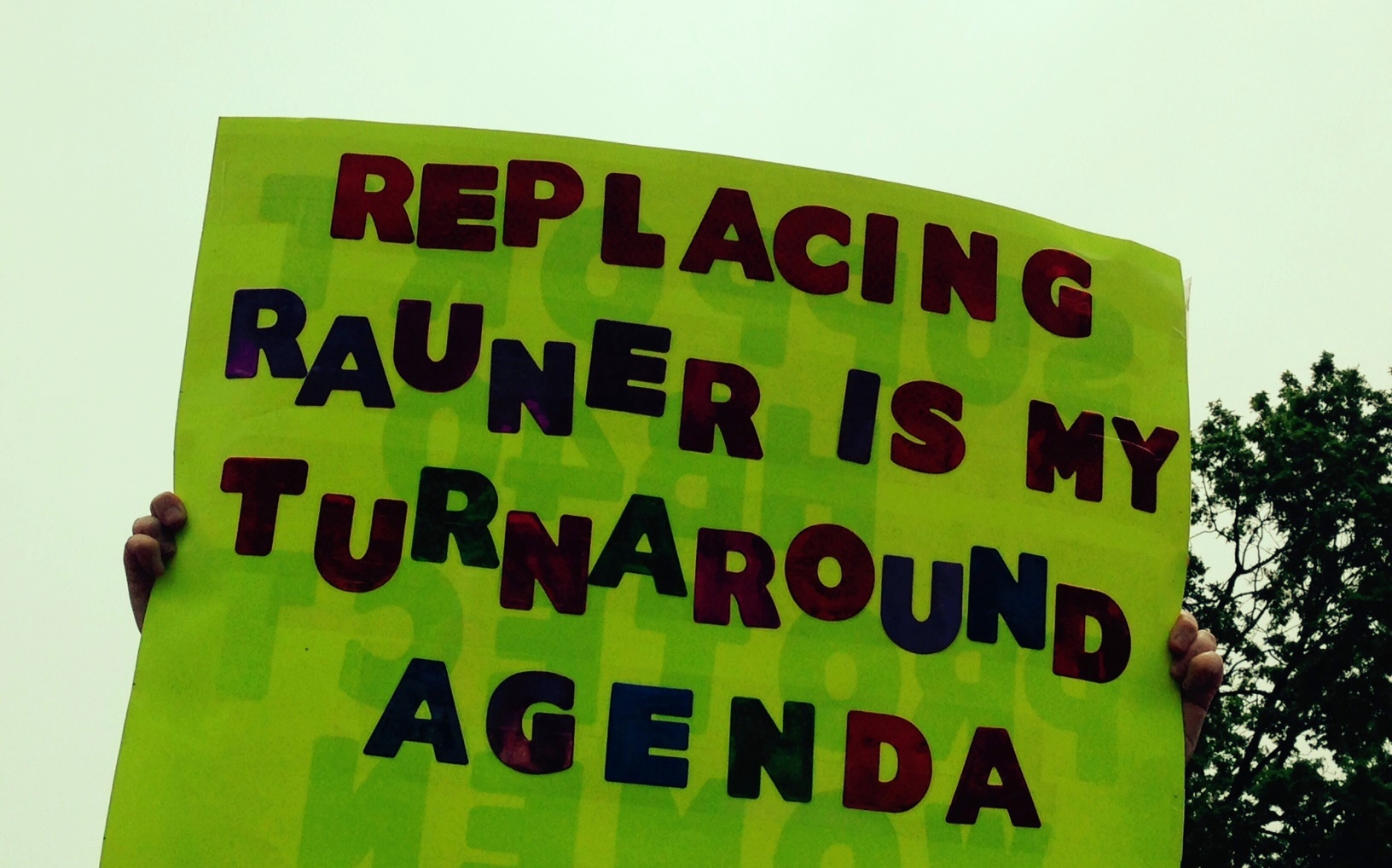 rauner protest sign