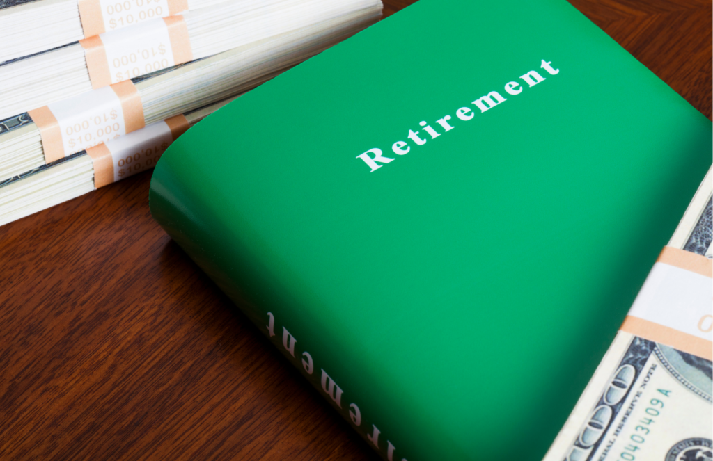 Large green book about retirement