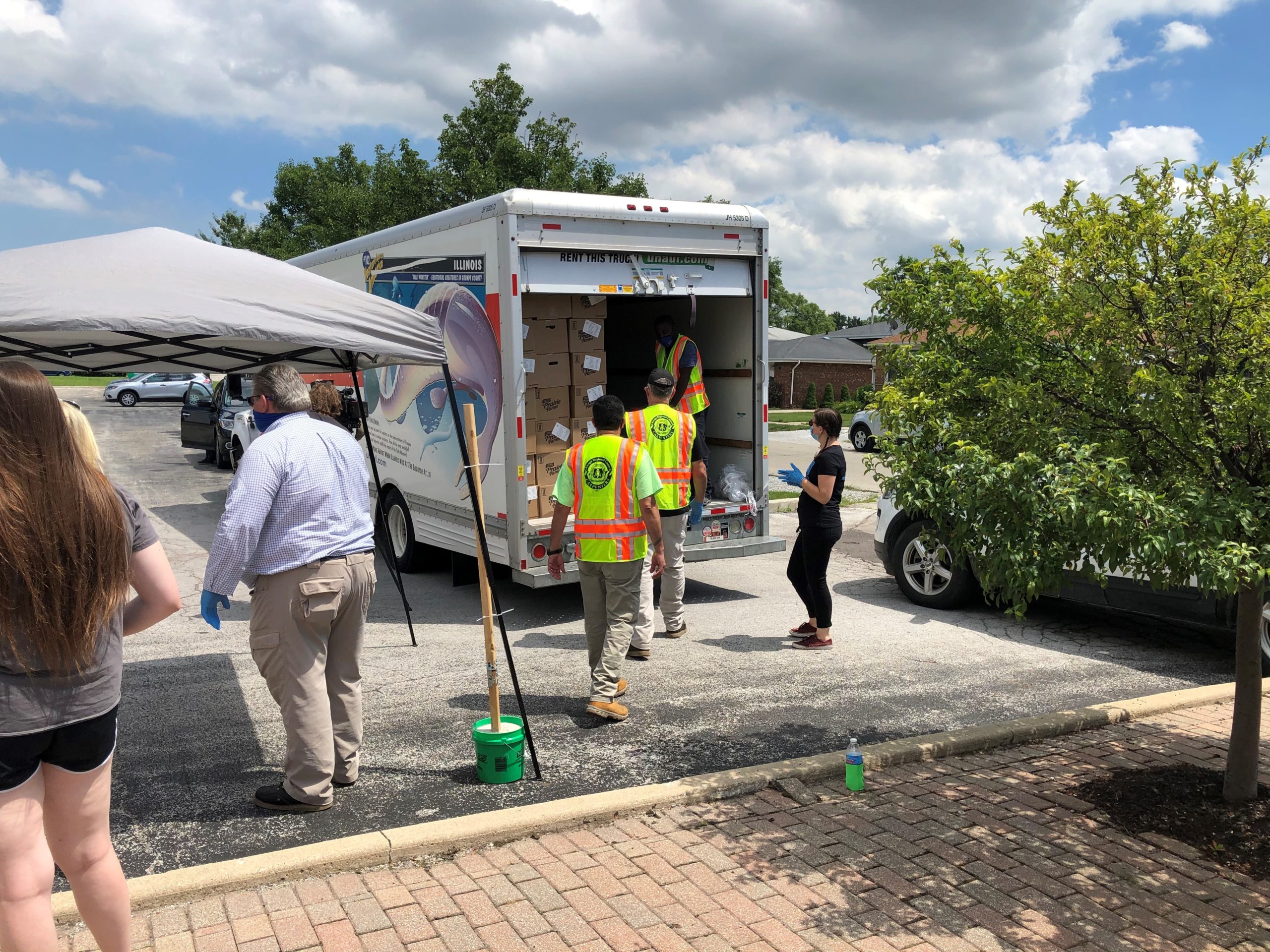 Carpenters distribute truck full of food to families in Worth Township