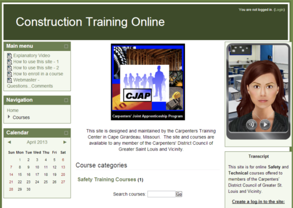Construction training course screenshot